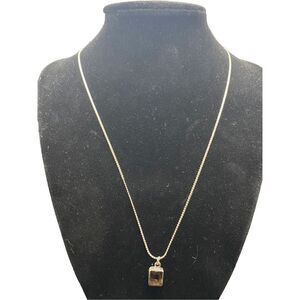Smoky Quartz emerald cut Sterling Silver 925 Pendant